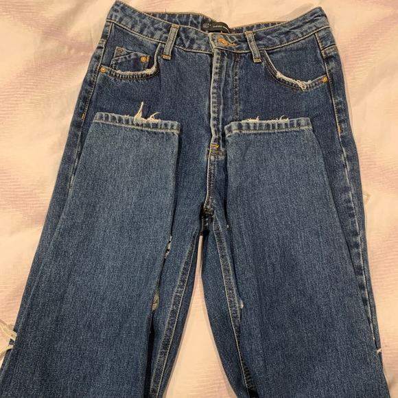 Blue Zara jeans high wasted with rips - Picture 4 of 5